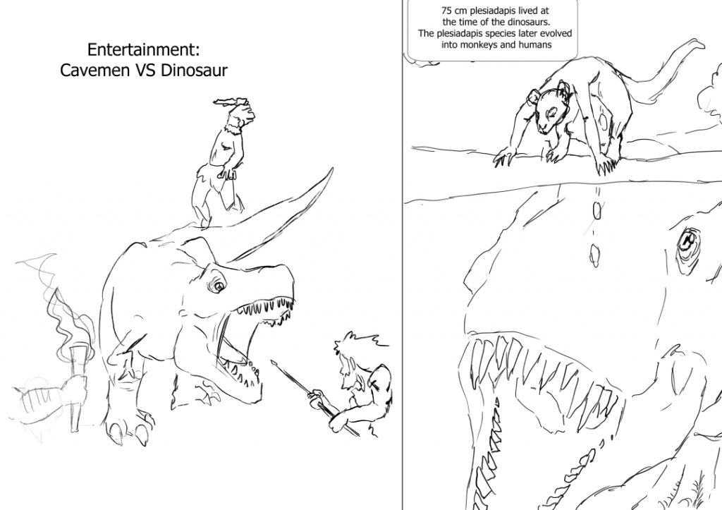 cavemen vs dinosaur